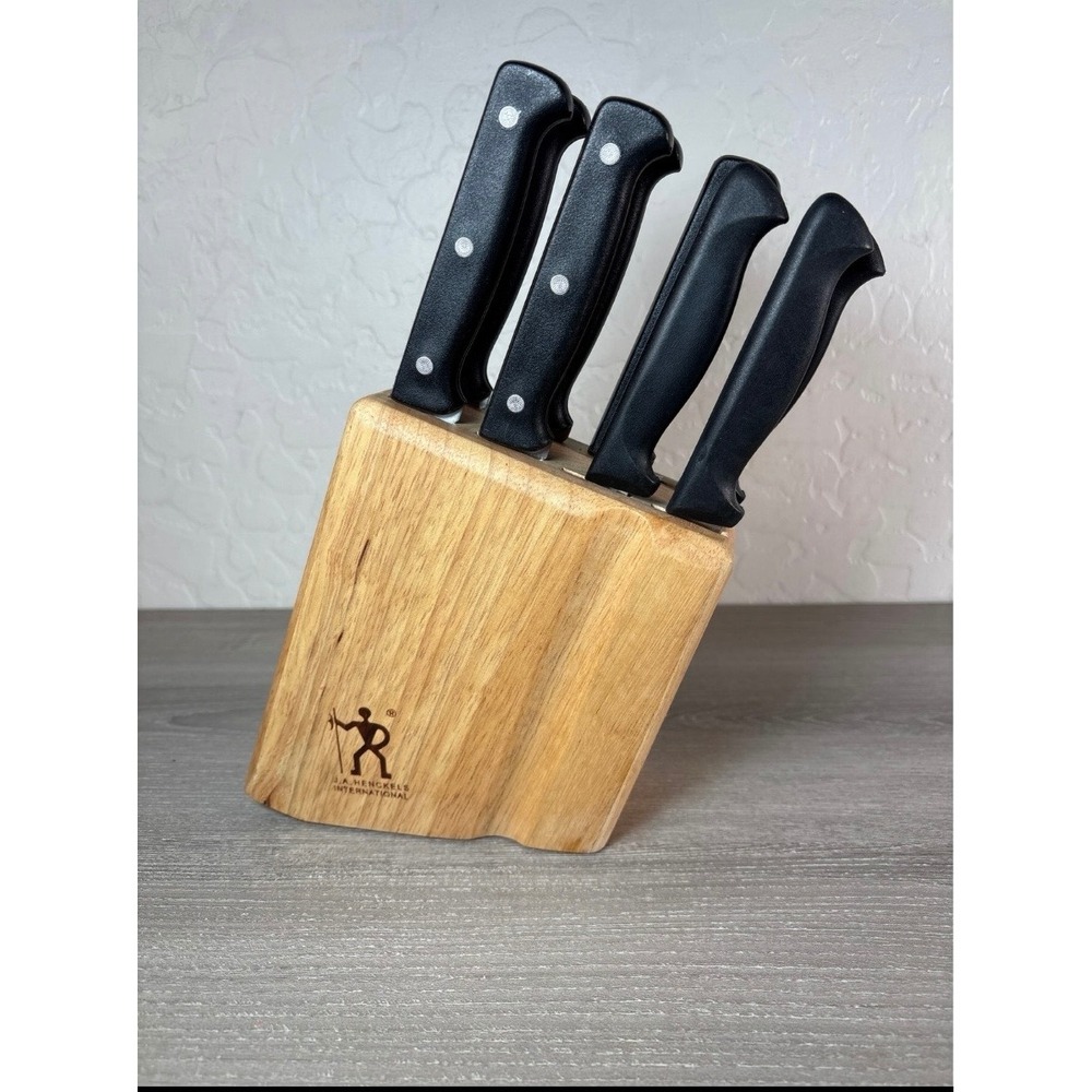 J A Henckels International Ever Sharp Pro Knife Block Set 5 Piece Kitchen READ